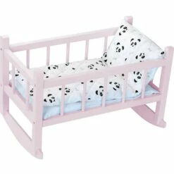 Lit Bercelonnette En Bois Laqué Rose Panda (40 Cm)
