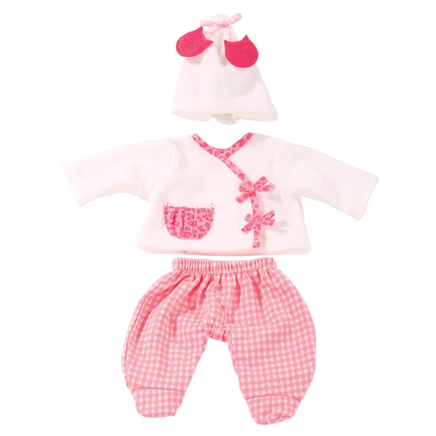 Vêtement Pour Poupée De 30 à 33 Cm : Ensemble De Nuit Avec Bonnet Blanc 1 Vêtement Pour Poupée De 30 à 33 Cm : Ensemble De Nuit Avec Bonnet Blanc