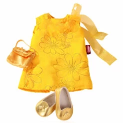 Vêtements Pour Poupée De 45 à 50 Cm : Robe Jaune Avec Chaussures