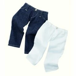 Vêtements Pour Poupée De 42 à 50 Cm : Götz Boutique Lot De 2 Pantalons : Jeans Et Blanc