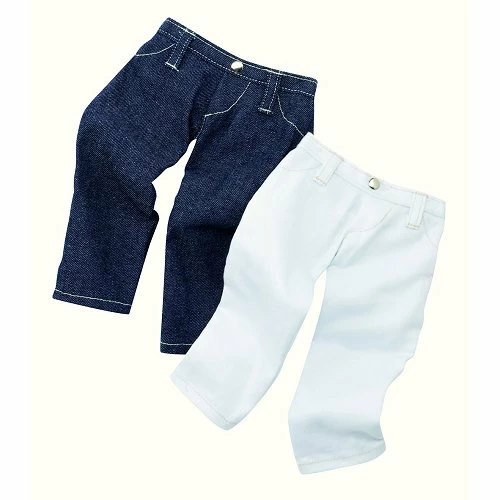 Vêtements Pour Poupée De 42 à 50 Cm : Götz Boutique Lot De 2 Pantalons : Jeans Et Blanc 1 Vêtements Pour Poupée De 42 à 50 Cm : Götz Boutique Lot De 2 Pantalons : Jeans Et Blanc