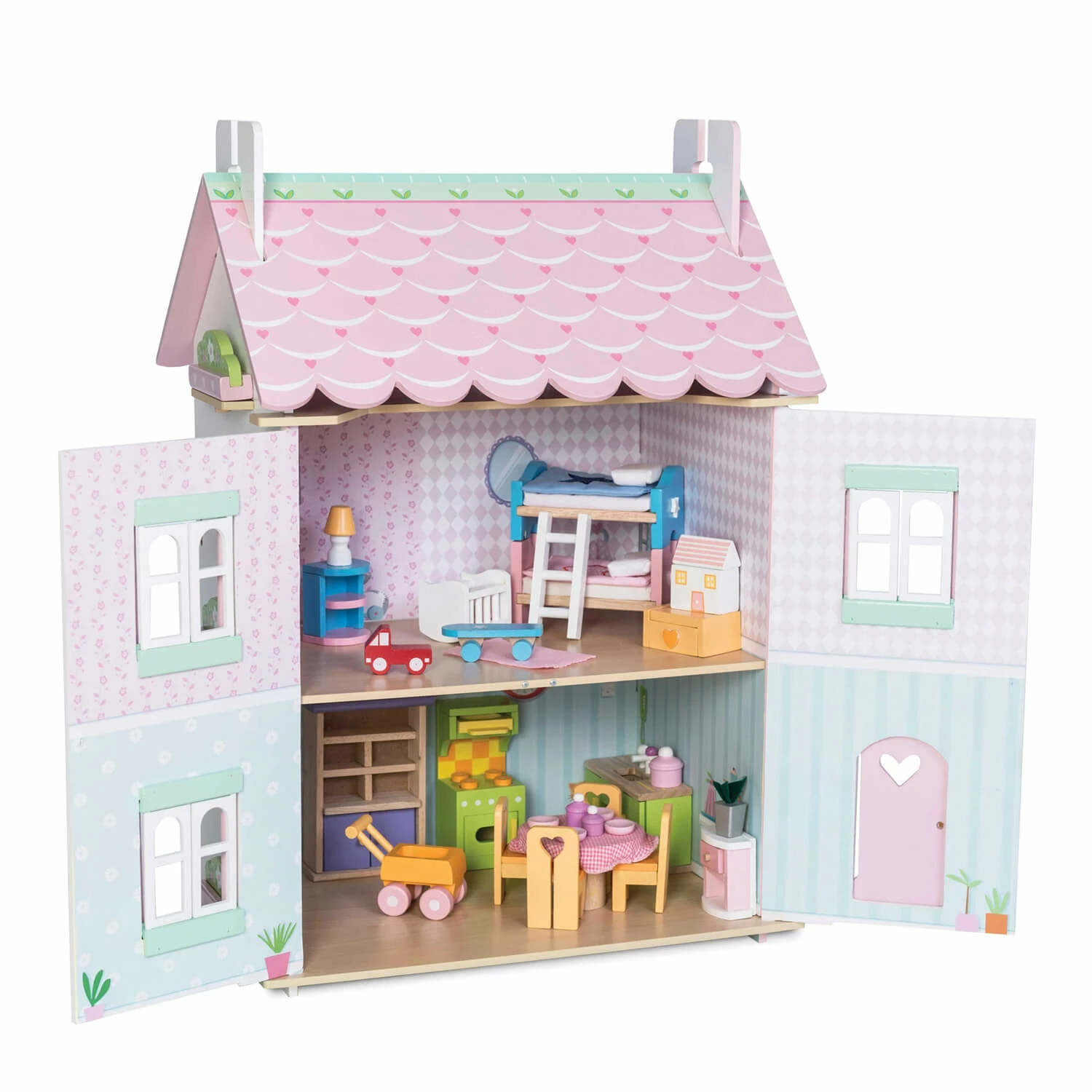 Le Toy Van Maison De Poupée En Bois : Maison Joli Coeur Rose 1 Le Toy Van Maison De Poupée En Bois : Maison Joli Coeur Rose