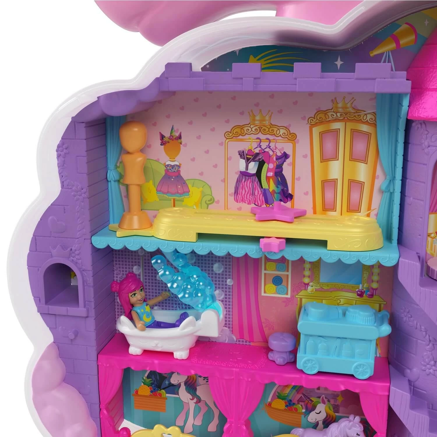MATTEL Coffret Polly Pocket : Salon De Coiffure Licorne Arc En Ciel 3 MATTEL Coffret Polly Pocket : Salon De Coiffure Licorne Arc En Ciel – Image 3