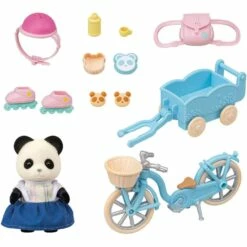 Sylvanian Families Sylvanian Family 5652 : La Fille Panda, Son Vélo Et Sa Remorque -Boutique Djeco p4 FULL 90