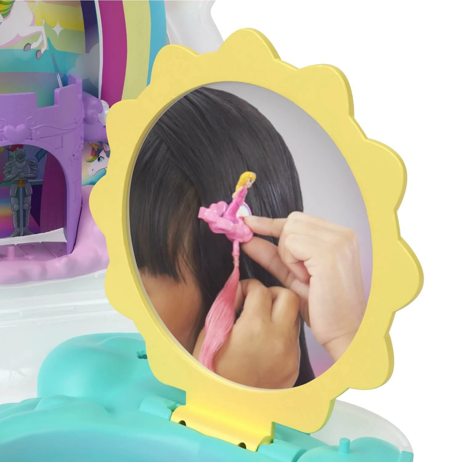 MATTEL Coffret Polly Pocket : Salon De Coiffure Licorne Arc En Ciel 6 MATTEL Coffret Polly Pocket : Salon De Coiffure Licorne Arc En Ciel – Image 6